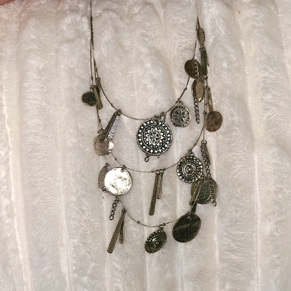 Chico's Silver Coin Multi-Layer Necklace - Picture 3 of 4